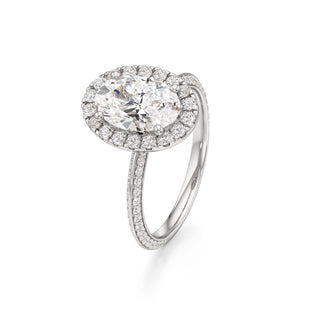 Knife Edge Prong Set Halo Round Engagement Ring