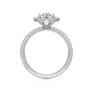 Knife Edge Prong Set Halo Round Engagement Ring