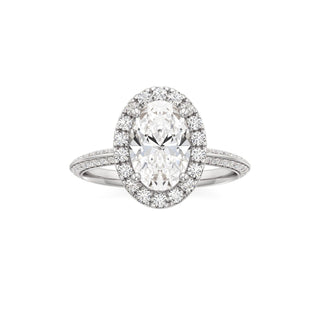 Knife Edge Prong Set Halo Round Engagement Ring