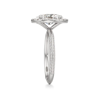 Knife Edge Prong Set Halo Round Engagement Ring