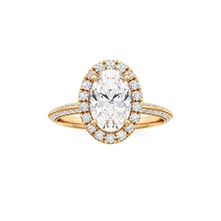 Knife Edge Prong Set Halo Round Engagement Ring