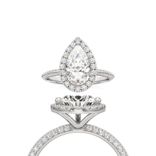 Knife Edge Prong Set Halo Round Engagement Ring