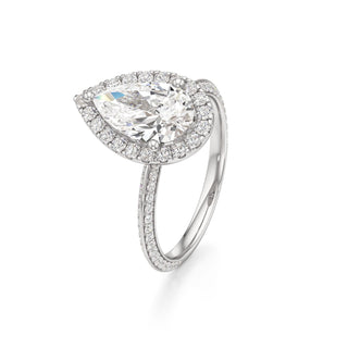 Knife Edge Prong Set Halo Round Engagement Ring