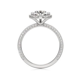 Knife Edge Prong Set Halo Round Engagement Ring