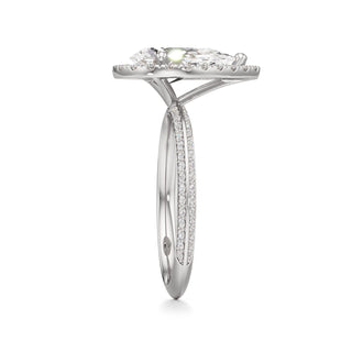 Knife Edge Prong Set Halo Round Engagement Ring