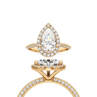 Knife Edge Prong Set Halo Round Engagement Ring
