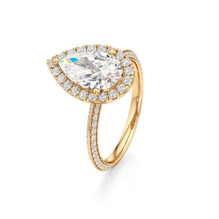 Knife Edge Prong Set Halo Round Engagement Ring