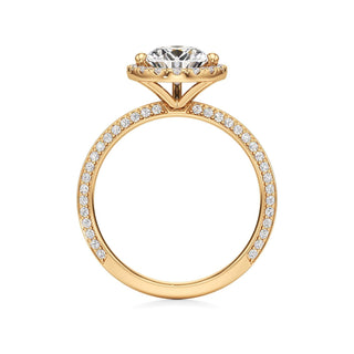 Knife Edge Prong Set Halo Round Engagement Ring