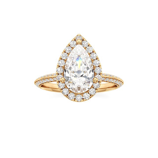Knife Edge Prong Set Halo Round Engagement Ring