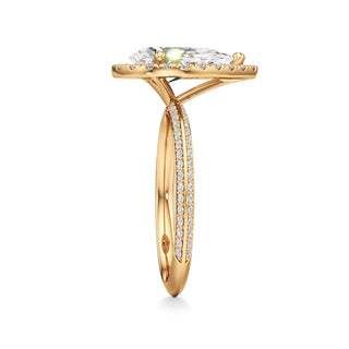 Knife Edge Prong Set Halo Round Engagement Ring
