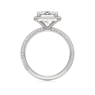 Knife Edge Prong Set Halo Round Engagement Ring
