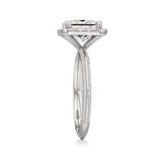 Knife Edge Prong Set Halo Round Engagement Ring