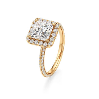 Knife Edge Prong Set Halo Round Engagement Ring