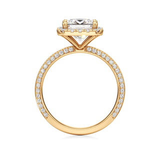 Knife Edge Prong Set Halo Round Engagement Ring