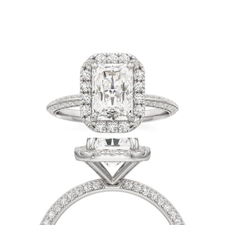 Knife Edge Prong Set Halo Round Engagement Ring