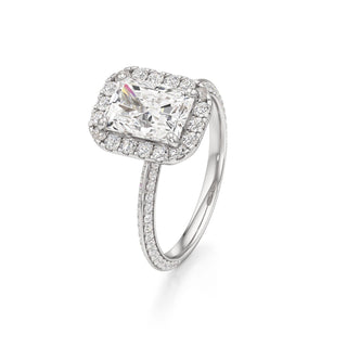 Knife Edge Prong Set Halo Round Engagement Ring
