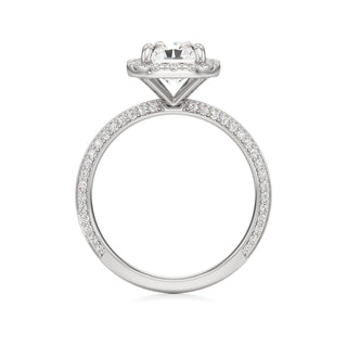 Knife Edge Prong Set Halo Round Engagement Ring