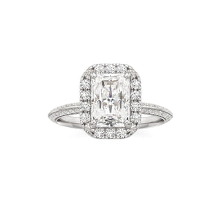 Knife Edge Prong Set Halo Round Engagement Ring