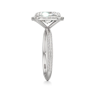 Knife Edge Prong Set Halo Round Engagement Ring