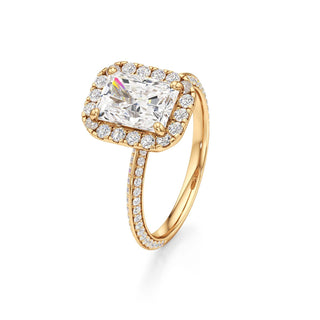 Knife Edge Prong Set Halo Round Engagement Ring