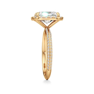 Knife Edge Prong Set Halo Round Engagement Ring