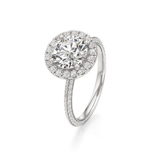 Knife Edge Prong Set Halo Round Engagement Ring