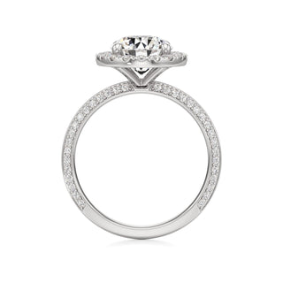 Knife Edge Prong Set Halo Round Engagement Ring