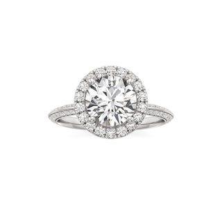 Knife Edge Prong Set Halo Round Engagement Ring