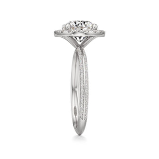 Knife Edge Prong Set Halo Round Engagement Ring
