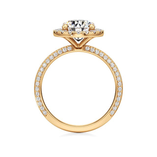 Knife Edge Prong Set Halo Round Engagement Ring