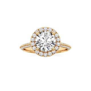 Knife Edge Prong Set Halo Round Engagement Ring