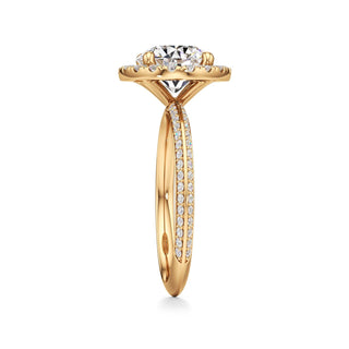 Knife Edge Prong Set Halo Round Engagement Ring