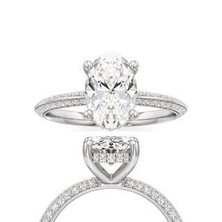 Knife Edge Prong Set Hidden Halo Round Engagement Ring