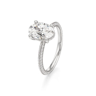 Knife Edge Prong Set Hidden Halo Round Engagement Ring