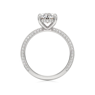 Knife Edge Prong Set Hidden Halo Round Engagement Ring