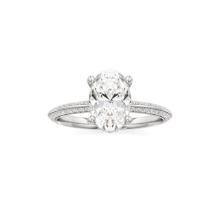 Knife Edge Prong Set Hidden Halo Round Engagement Ring