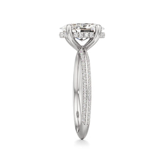 Knife Edge Prong Set Hidden Halo Round Engagement Ring