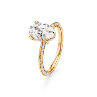 Knife Edge Prong Set Hidden Halo Round Engagement Ring