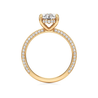 Knife Edge Prong Set Hidden Halo Round Engagement Ring