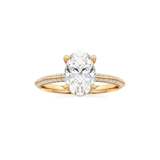Knife Edge Prong Set Hidden Halo Round Engagement Ring