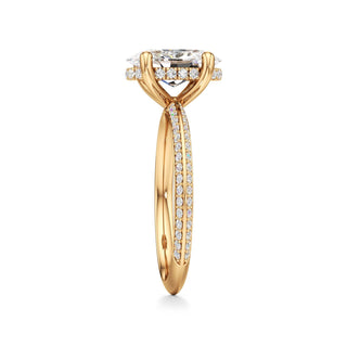 Knife Edge Prong Set Hidden Halo Round Engagement Ring