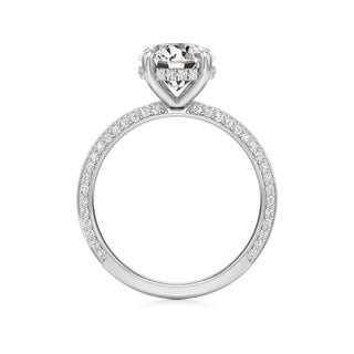 Knife Edge Prong Set Hidden Halo Round Engagement Ring