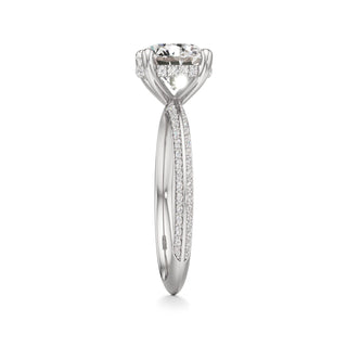 Knife Edge Prong Set Hidden Halo Round Engagement Ring