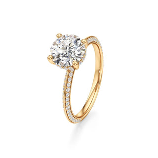 Knife Edge Prong Set Hidden Halo Round Engagement Ring