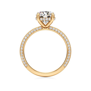Knife Edge Prong Set Hidden Halo Round Engagement Ring
