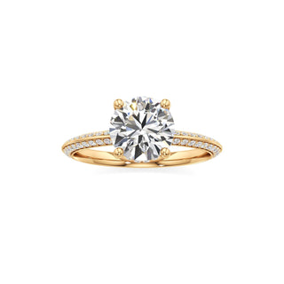 Knife Edge Prong Set Hidden Halo Round Engagement Ring