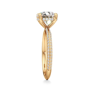 Knife Edge Prong Set Hidden Halo Round Engagement Ring
