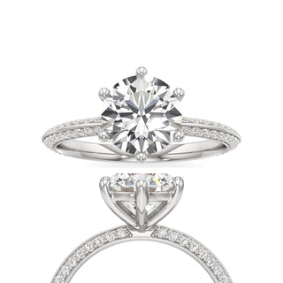 Knife Edge Prong Set Six Prong Round Engagement Ring