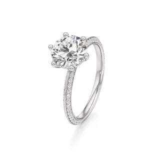 Knife Edge Prong Set Six Prong Round Engagement Ring