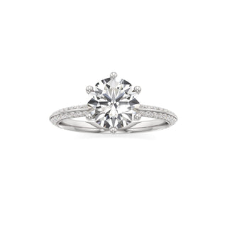 Knife Edge Prong Set Six Prong Round Engagement Ring